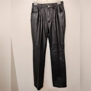 Copper Key Leather Pants  sz 5  Black  5 pocket  High Waist  Classic  Lined  EXC
